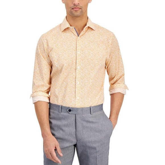 Bar Iii Mens Slim fit Dress Shirt Size L 16/16.5 Orange Floral MSRP $70 - Picture 1 of 1